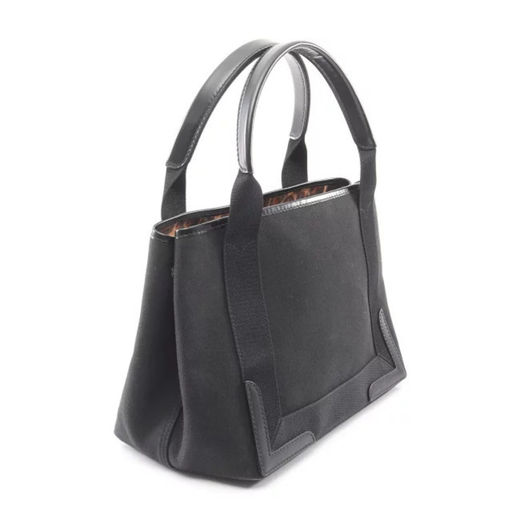 Balenciaga Tote Leather Blue Navy Black Bag Cabas Canvas Blue Black